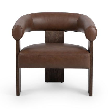 Classic Home - Julina Top Grain Leather Accent Chair - Rich Cocoa - 53006689 view 2
