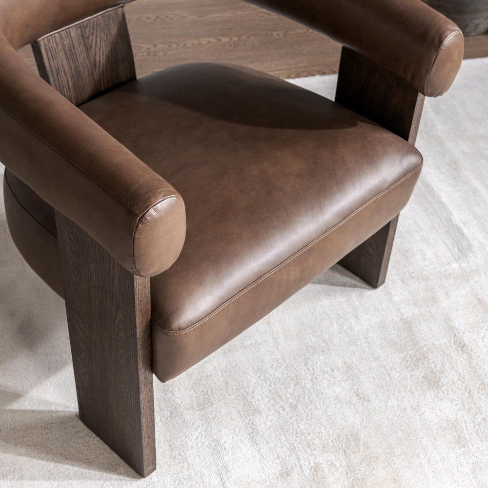 Classic Home - Julina Top Grain Leather Accent Chair - Rich Cocoa - 53006689 view 8