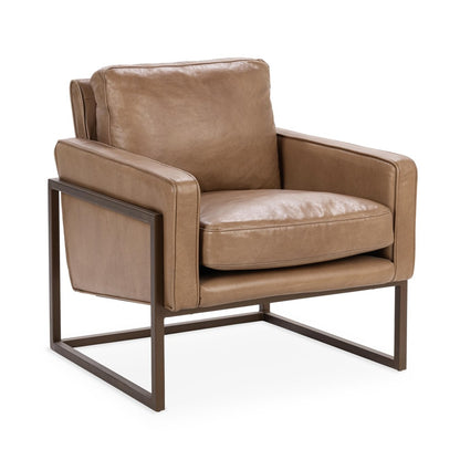 Classic Home - Ken Top Grain Leather Accent Chair - Tan - 53006528 view 1