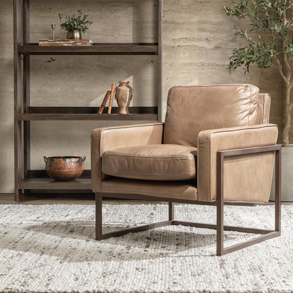 Classic Home - Ken Top Grain Leather Accent Chair - Tan - 53006528 view 6