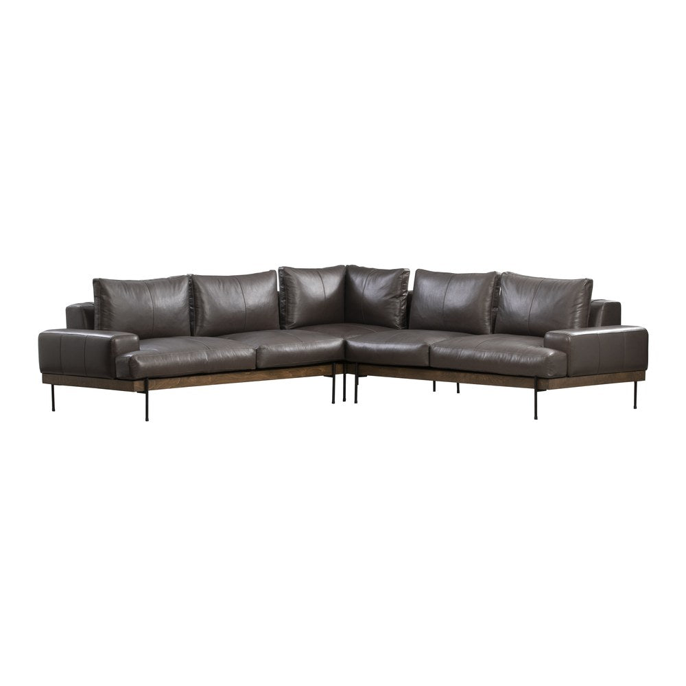 Classic Home - Largo Top Grain Leather Sectional - Brown - 53007574 view 1