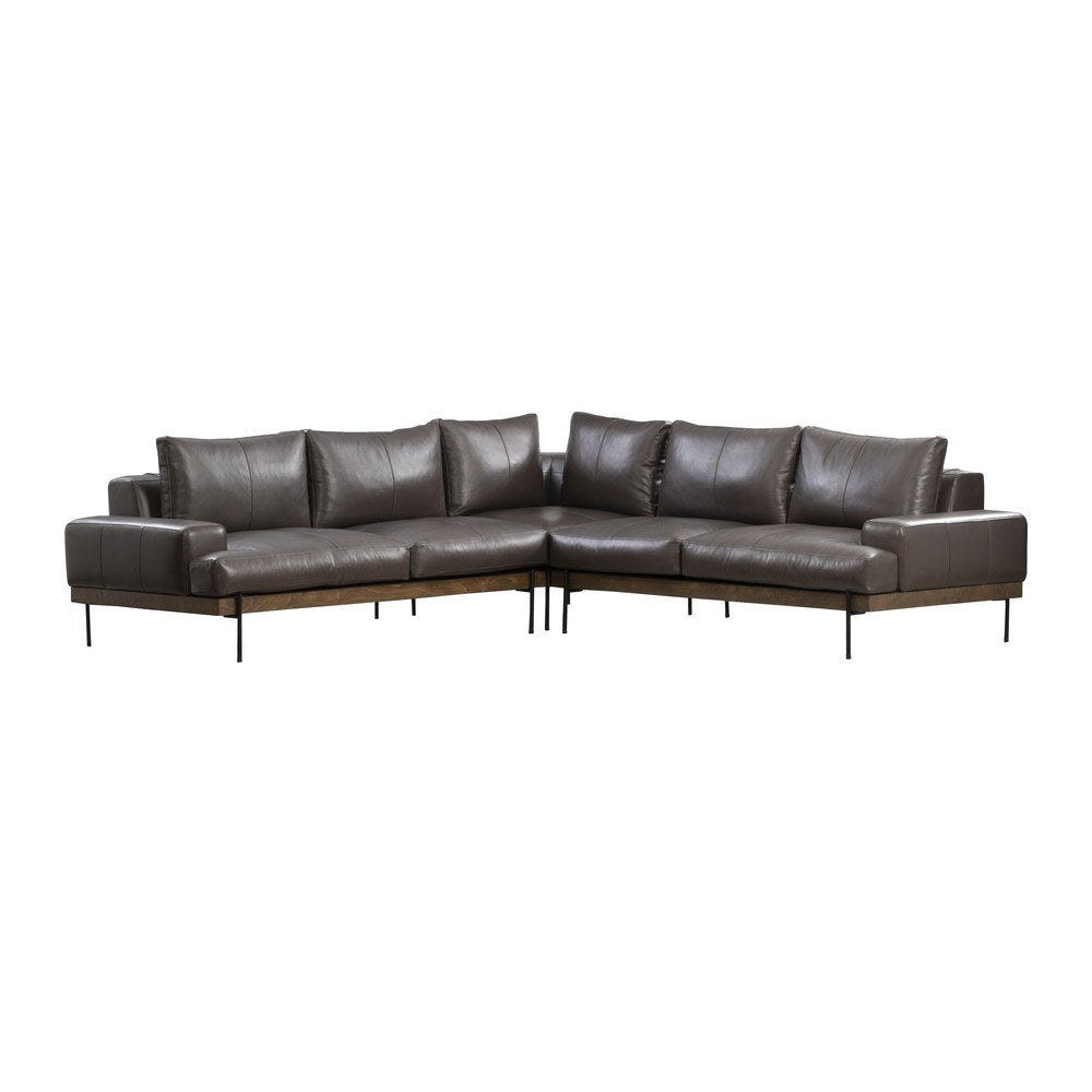Classic Home - Largo Top Grain Leather Sectional - Brown - 53007574 view 2