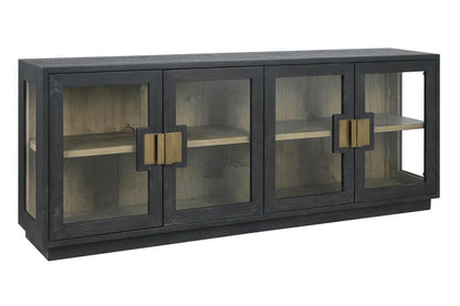 Classic Home - Larson 90in Glass Reclaimed Pine Wood Sideboard In Black - 52004078