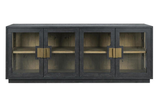 Classic Home - Larson 90in Glass Reclaimed Pine Wood Sideboard In Black - 52004078 veiw 2