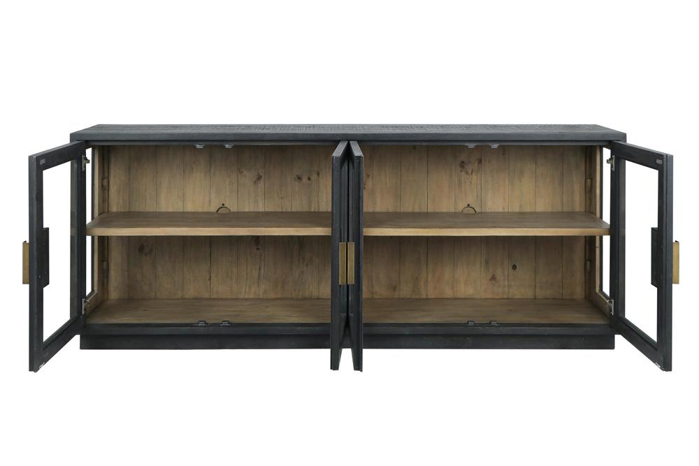 Classic Home - Larson 90in Glass Reclaimed Pine Wood Sideboard In Black - 52004078 veiw 3