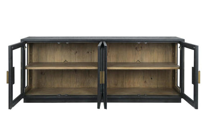 Classic Home - Larson 90in Glass Reclaimed Pine Wood Sideboard In Black - 52004078 veiw 3