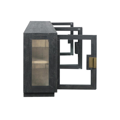 Classic Home - Larson 90in Glass Reclaimed Pine Wood Sideboard In Black - 52004078 veiw 5