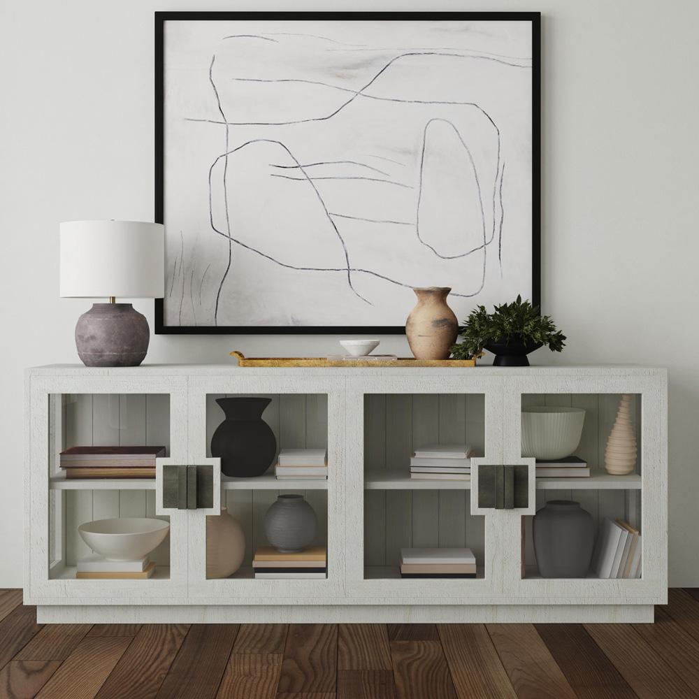 Classic Home - Larson 90in Glass Reclaimed Pine Wood Sideboard In White Wash - 52004129 veiw 4