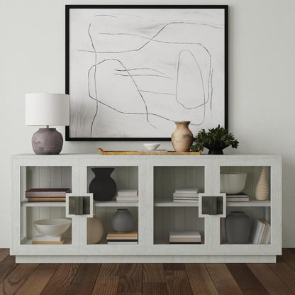 Classic Home - Larson 90in Glass Reclaimed Pine Wood Sideboard In White Wash - 52004129 veiw 4