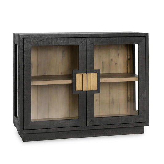 Classic Home - Larson Two-Door Glass Oak Wood Cabinet In Black - 52004144 veiw 1