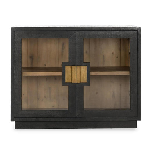 Classic Home - Larson Two-Door Glass Oak Wood Cabinet In Black - 52004144 veiw 2