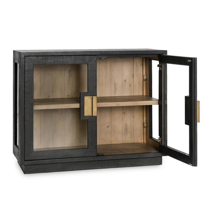 Classic Home - Larson Two-Door Glass Oak Wood Cabinet In Black - 52004144 veiw 4