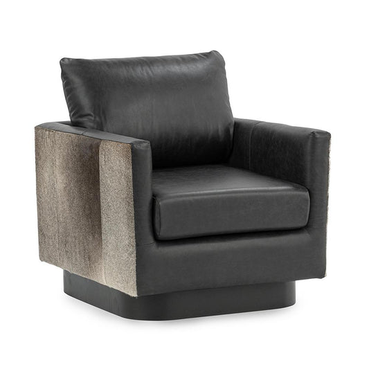 Classic Home  - Lathe Leather and Hide Accent Chair - Black - 53002067 veiw 1