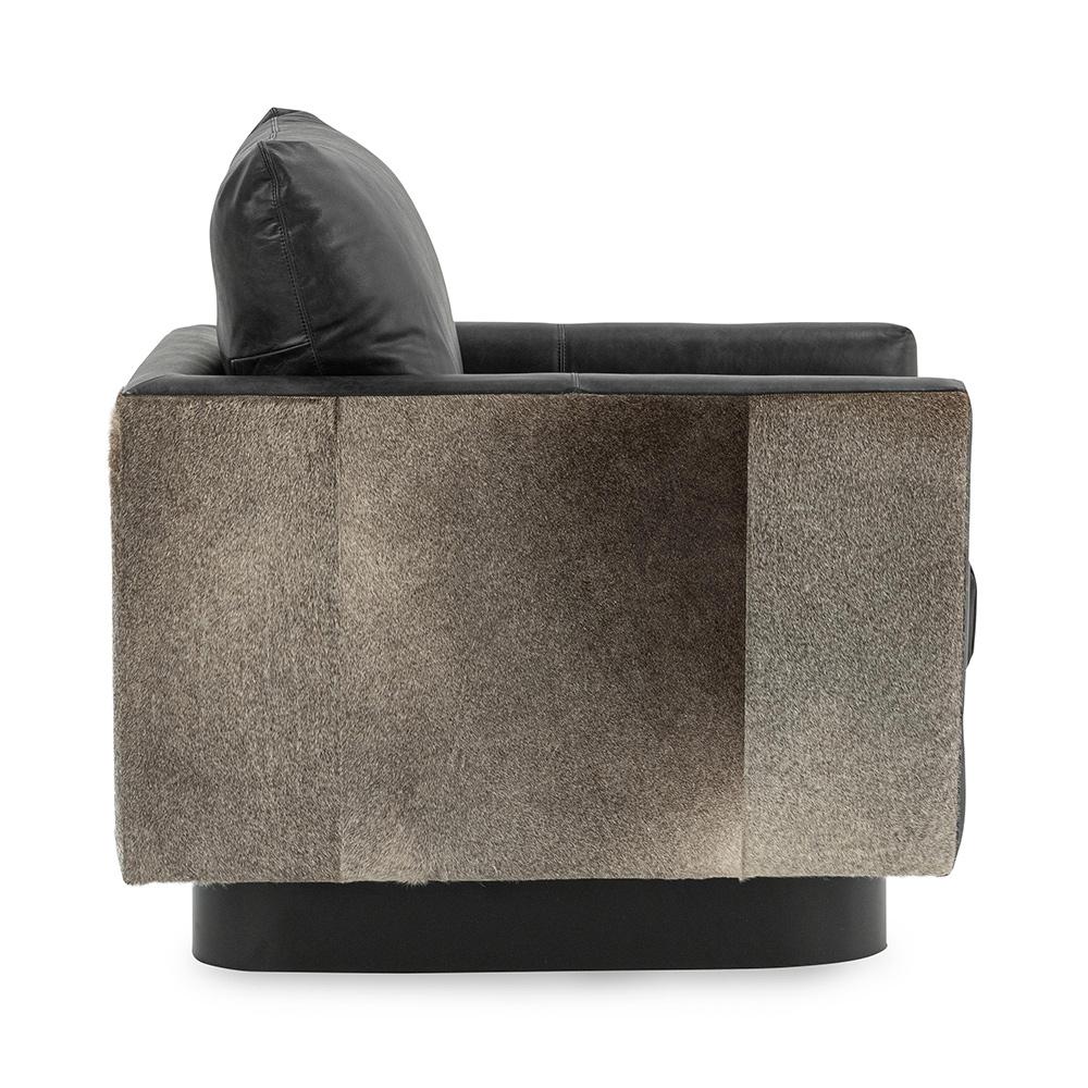 Classic Home  - Lathe Leather and Hide Accent Chair - Black - 53002067 veiw 3