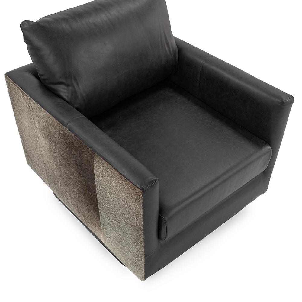 Classic Home  - Lathe Leather and Hide Accent Chair - Black - 53002067 veiw 5