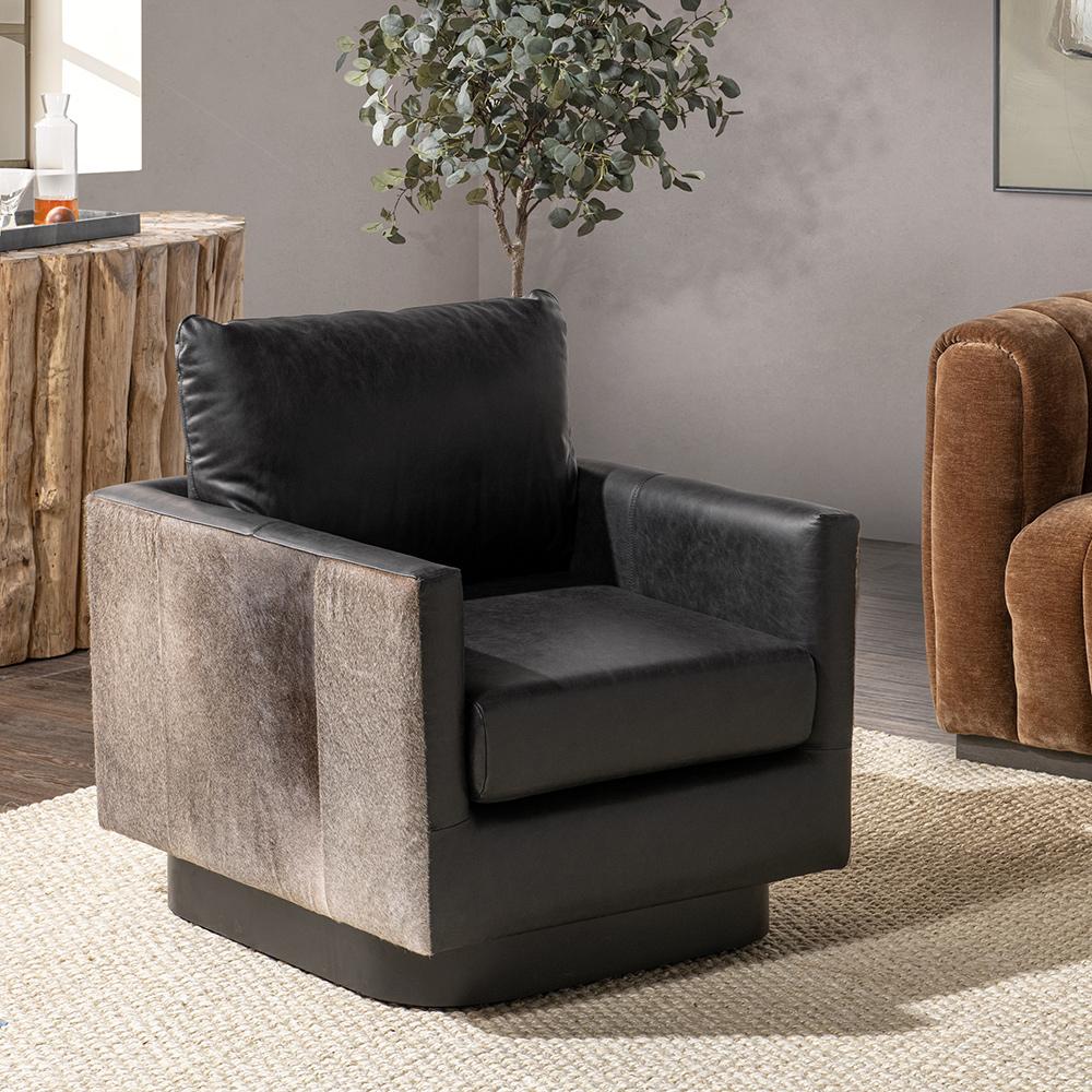 Classic Home  - Lathe Leather and Hide Accent Chair - Black - 53002067 veiw 10