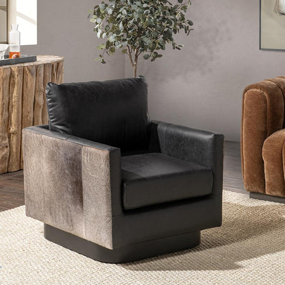 Classic Home  - Lathe Leather and Hide Accent Chair - Black - 53002067 veiw 10