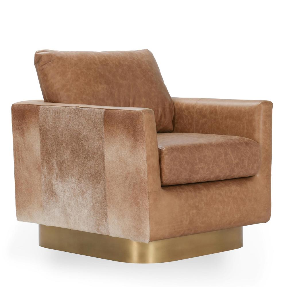 Classic Home - Lathe Leather And Hide Accent Chair In Chestnut - 53002009 veiw 1