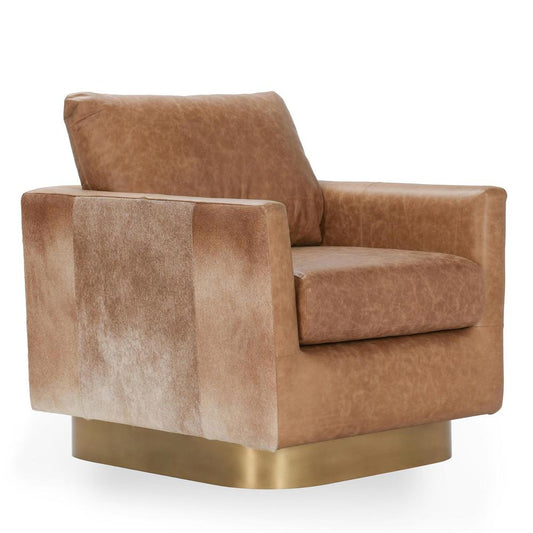 Classic Home - Lathe Leather And Hide Accent Chair In Chestnut - 53002009 veiw 1
