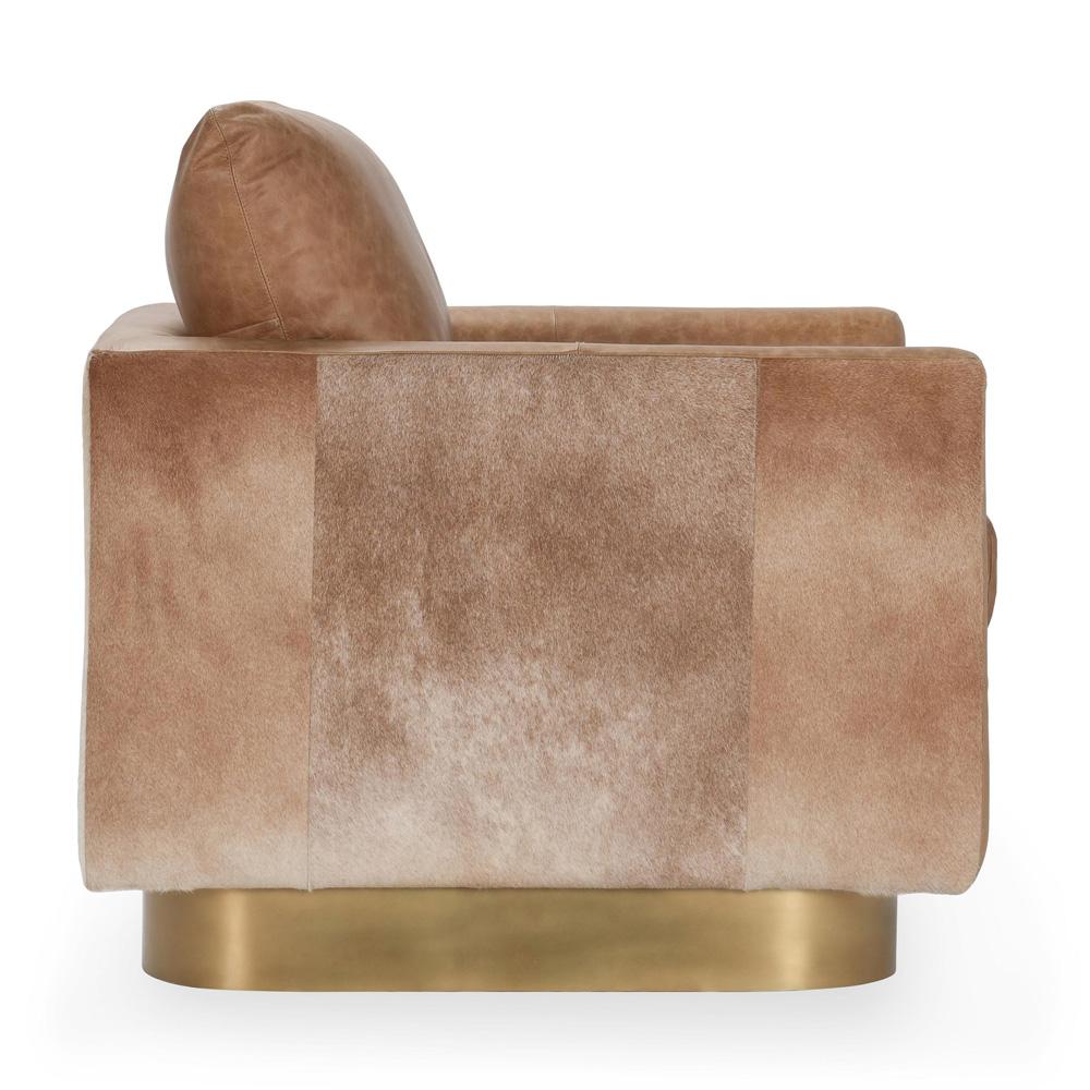 Classic Home Lathe Leather And Hide Accent Chair - Thumbnail 3