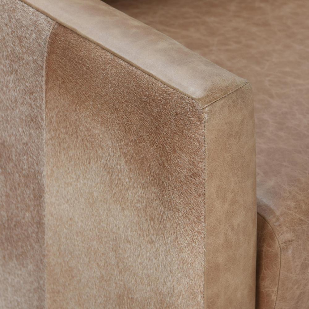 Classic Home Lathe Leather And Hide Accent Chair - Thumbnail 4