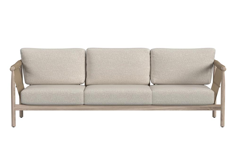 Classic Home - Leo Teak Wood Coastal Outdoor Sofa In Taupe - 53051568 veiw 2