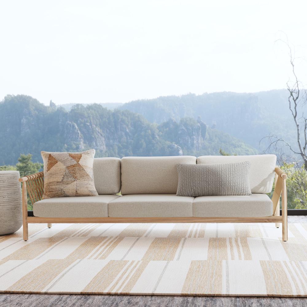 Classic Home - Leo Teak Wood Coastal Outdoor Sofa In Taupe - 53051568 veiw 6