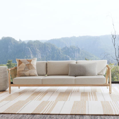 Classic Home - Leo Teak Wood Coastal Outdoor Sofa In Taupe - 53051568 veiw 6