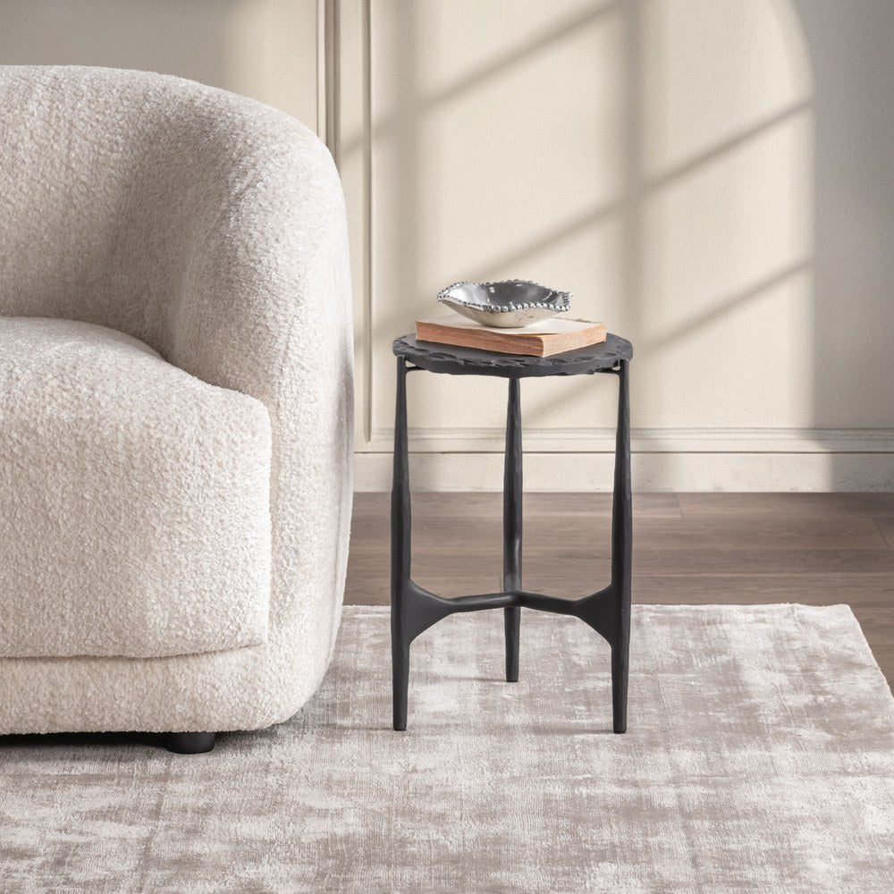 Classic Home - Luka Stone and Iron End Table - Charcoal Forge - 51012190 view 6