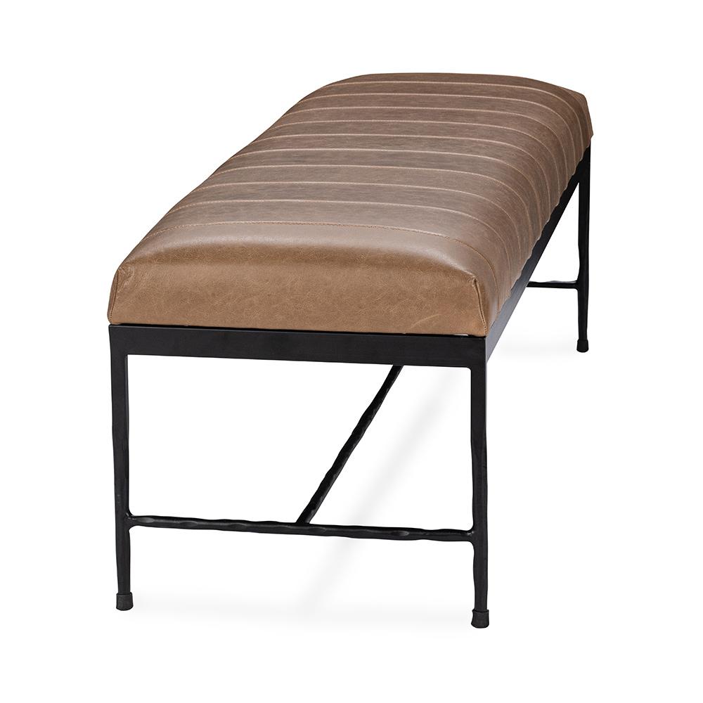 Classic Home  - Madeleine Leather Bench - Taupe - 53002075 veiw 3