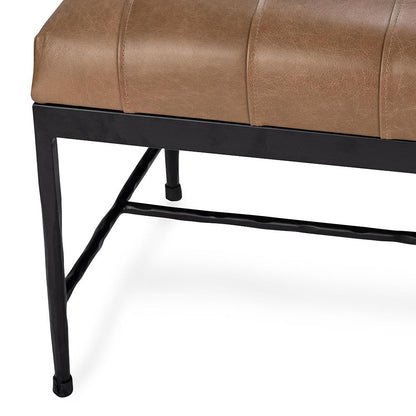 Classic Home  - Madeleine Leather Bench - Taupe - 53002075 veiw 5