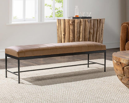 Classic Home  - Madeleine Leather Bench - Taupe - 53002075 veiw 7