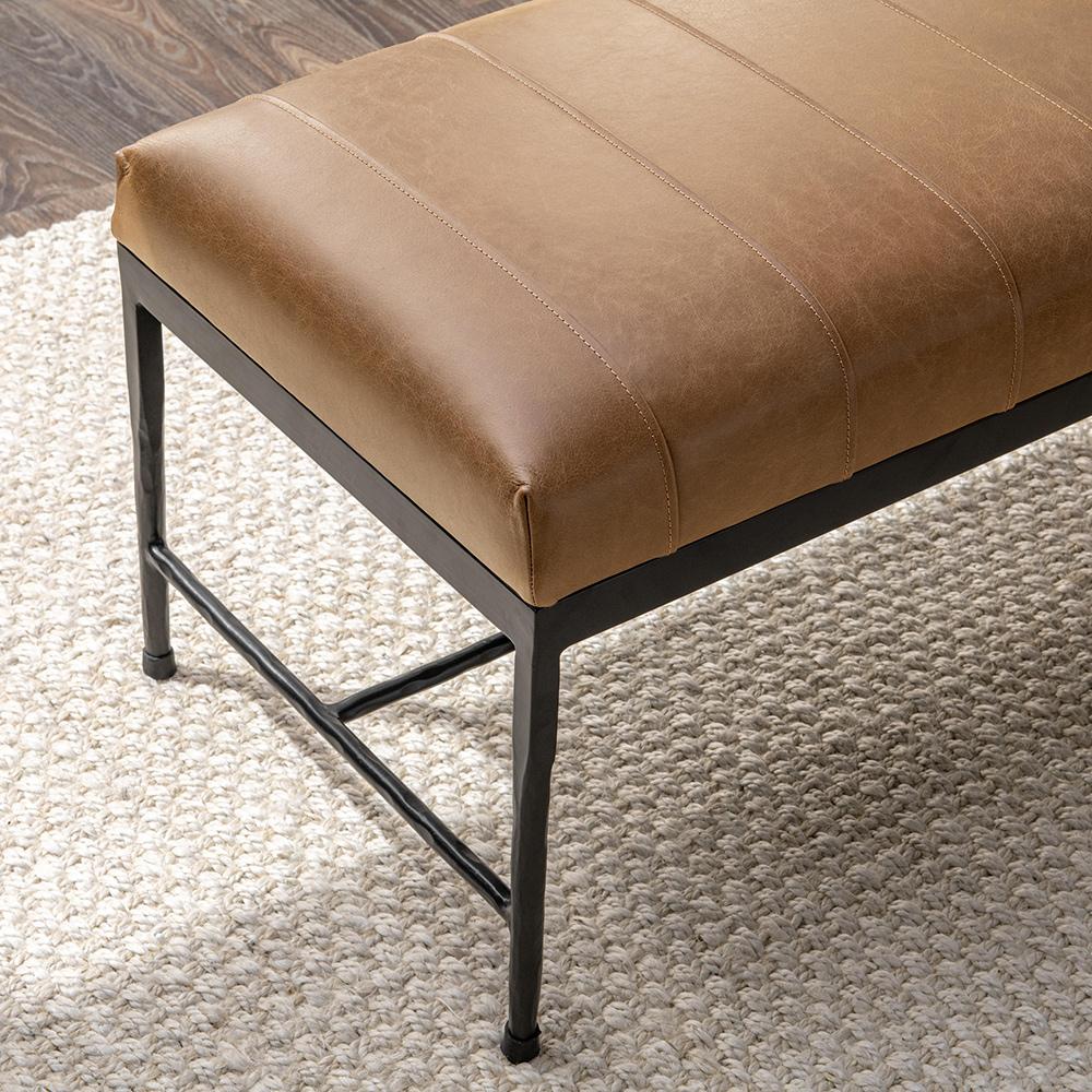 Classic Home  - Madeleine Leather Bench - Taupe - 53002075 veiw 8