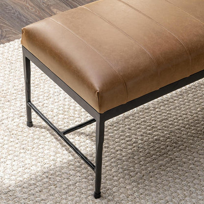 Classic Home  - Madeleine Leather Bench - Taupe - 53002075 veiw 8
