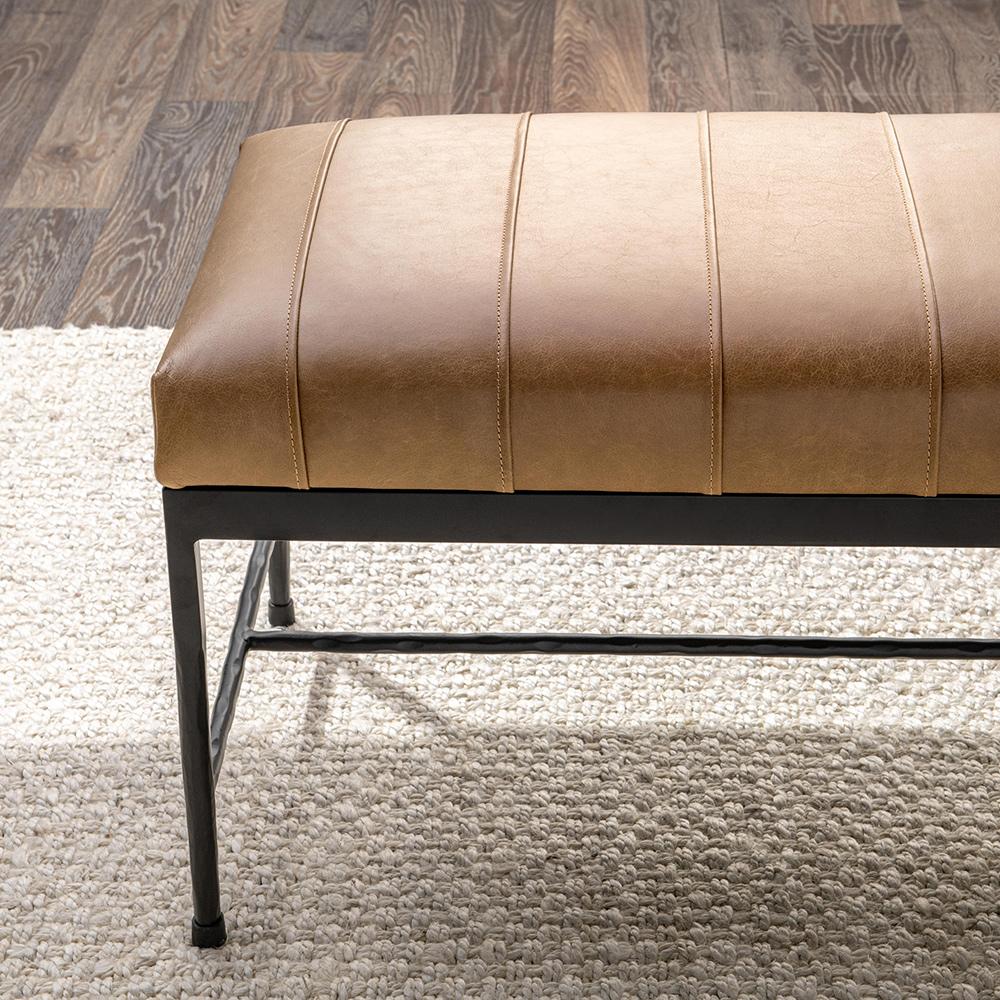 Classic Home  - Madeleine Leather Bench - Taupe - 53002075 veiw 9
