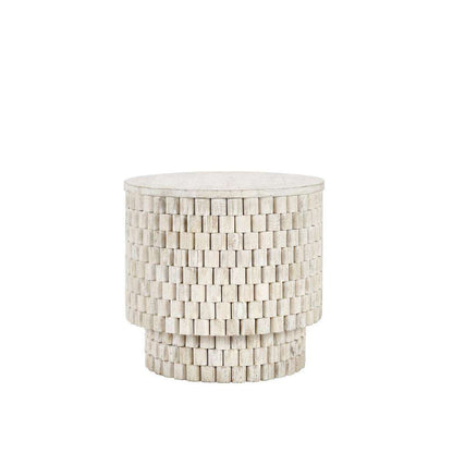 Classic Home - Norwood Mango Wood 25in Round End Table Coastal White - 51011801 veiw 1