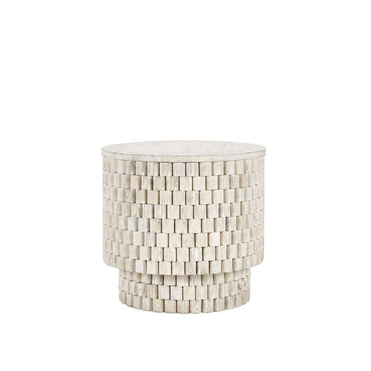 Classic Home - Norwood Mango Wood 25in Round End Table Coastal White - 51011801 veiw 1