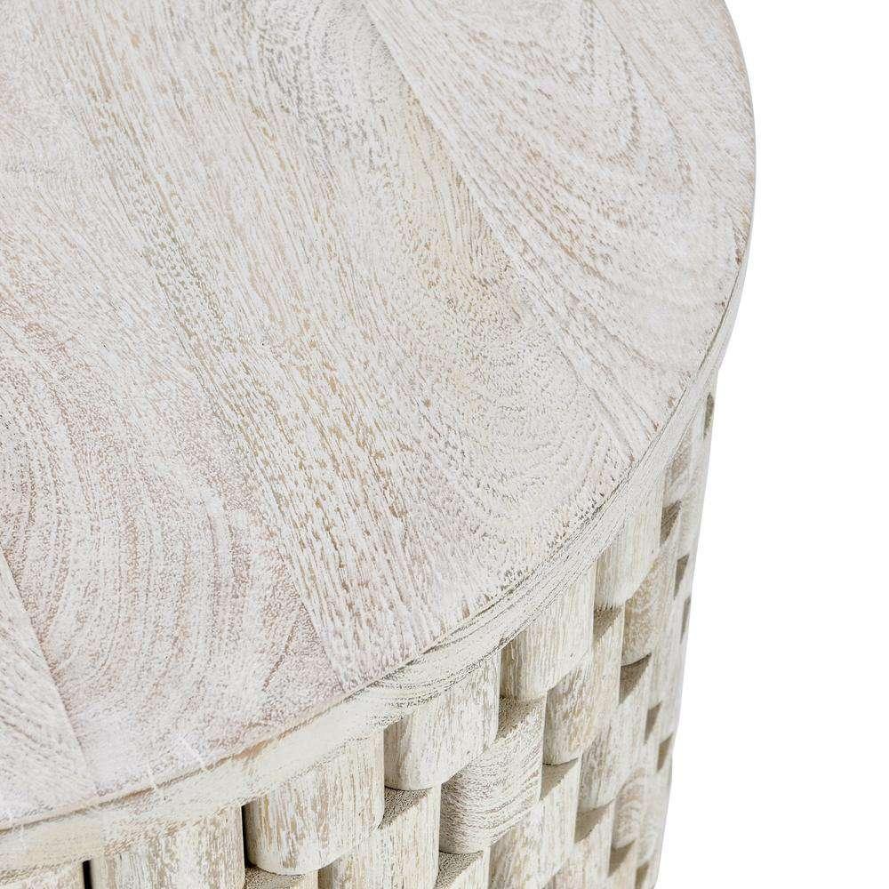 Classic Home - Norwood Mango Wood 25in Round End Table Coastal White - 51011801 veiw 2