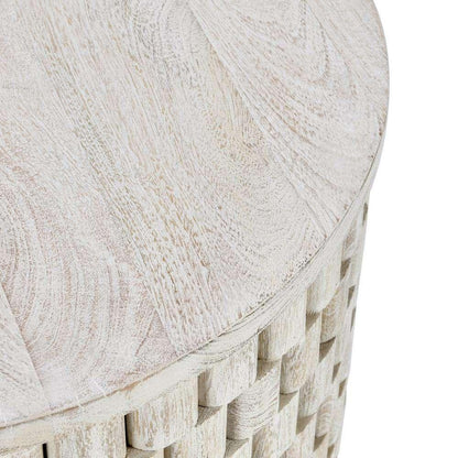 Classic Home - Norwood Mango Wood 25in Round End Table Coastal White - 51011801 veiw 2