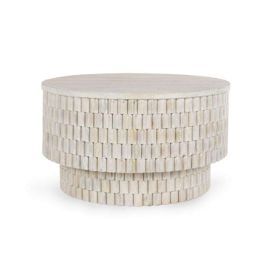 Classic Home - Norwood Mango Wood 40in Round Coffee Table Coastal White - 51011786 veiw 1