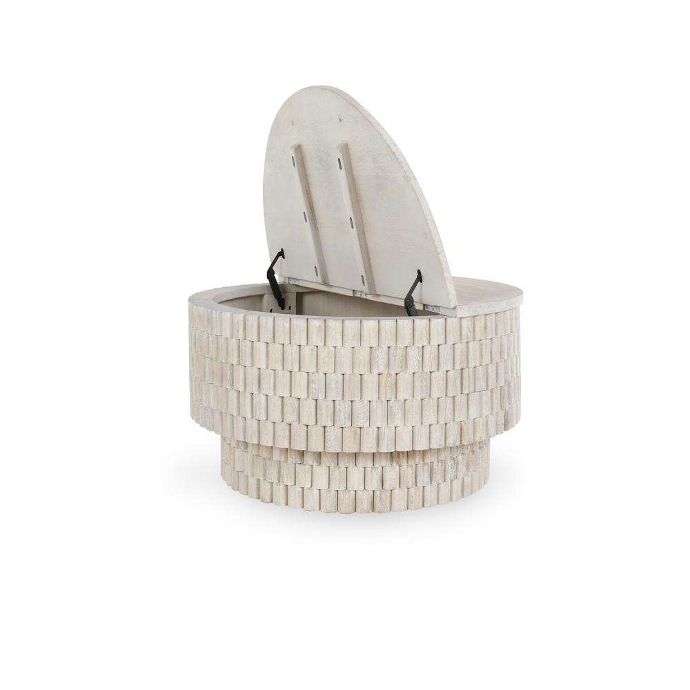 Classic Home - Norwood Mango Wood 40in Round Coffee Table Coastal White - 51011786 veiw 2