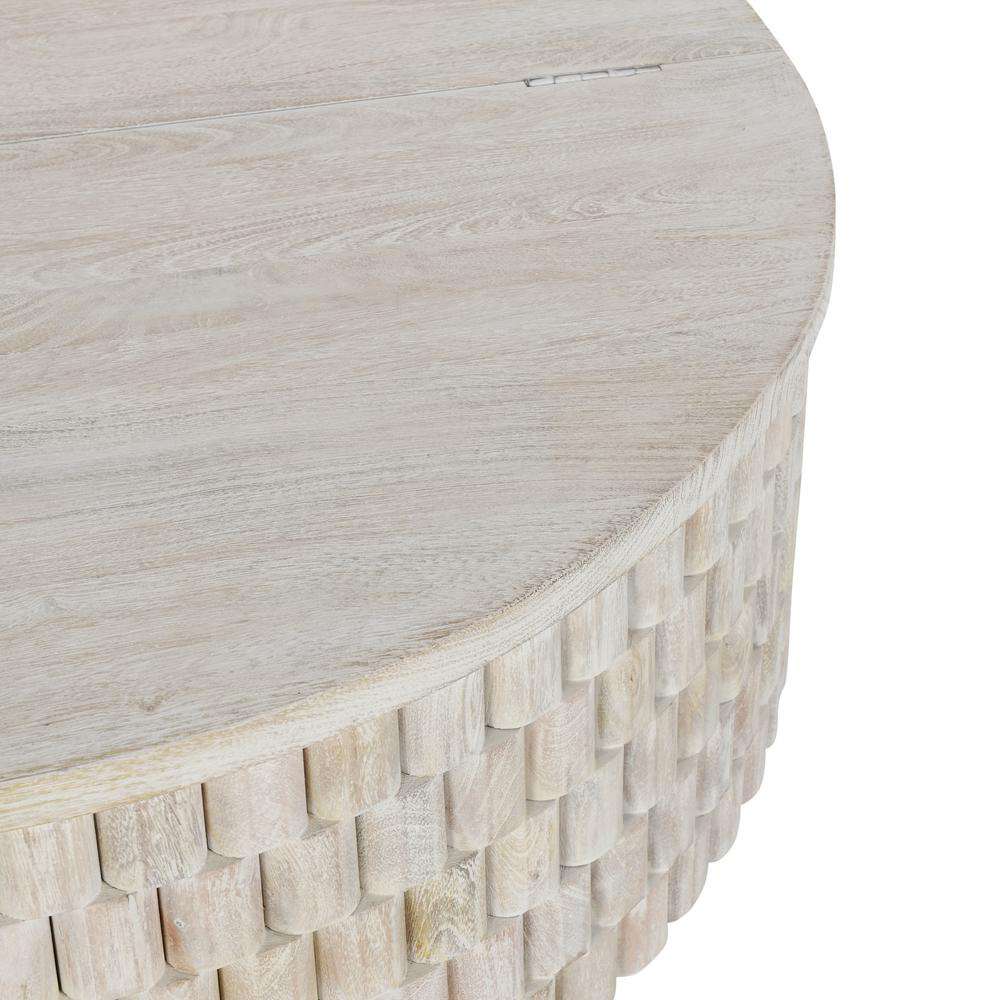 Classic Home - Norwood Mango Wood 40in Round Coffee Table Coastal White - 51011786 veiw 3