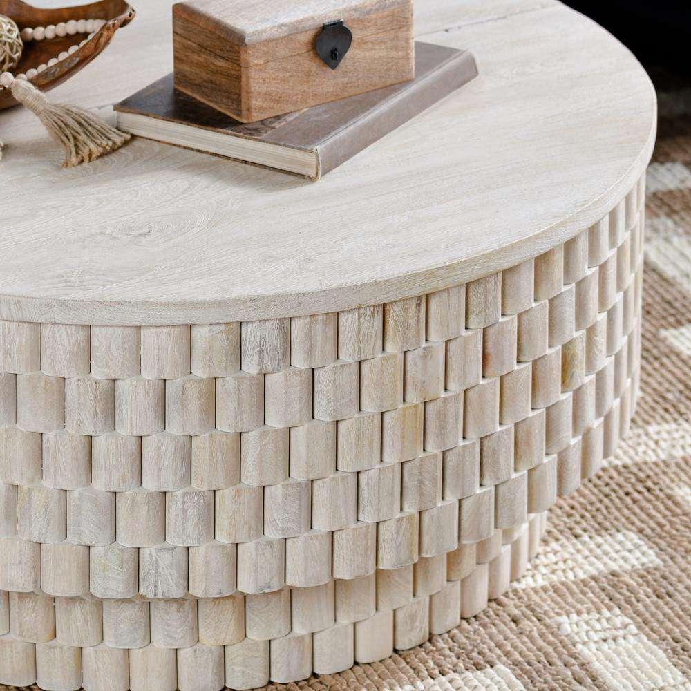 Classic Home - Norwood Mango Wood 40in Round Coffee Table Coastal White - 51011786 veiw 7