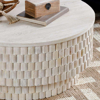 Classic Home - Norwood Mango Wood 40in Round Coffee Table Coastal White - 51011786 veiw 7