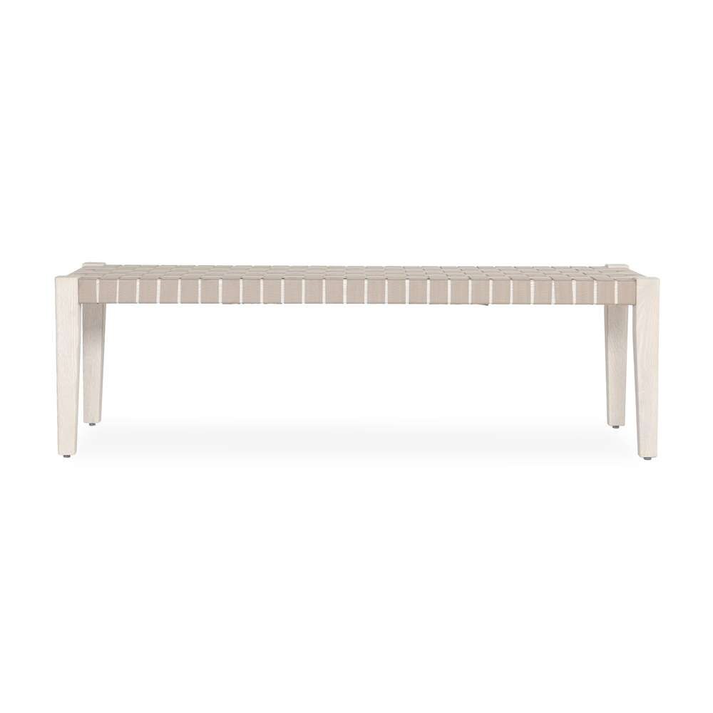 Classic Home - Orlando Oak Wood 62in Bench Milk White/Taupe - 53006058 veiw 2
