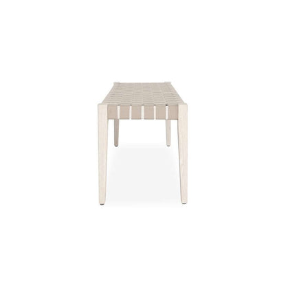 Classic Home - Orlando Oak Wood 62in Bench Milk White/Taupe - 53006058 veiw 3