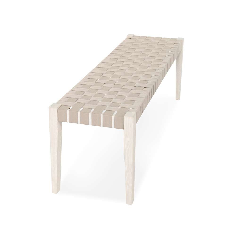 Classic Home - Orlando Oak Wood 62in Bench Milk White/Taupe - 53006058 veiw 4