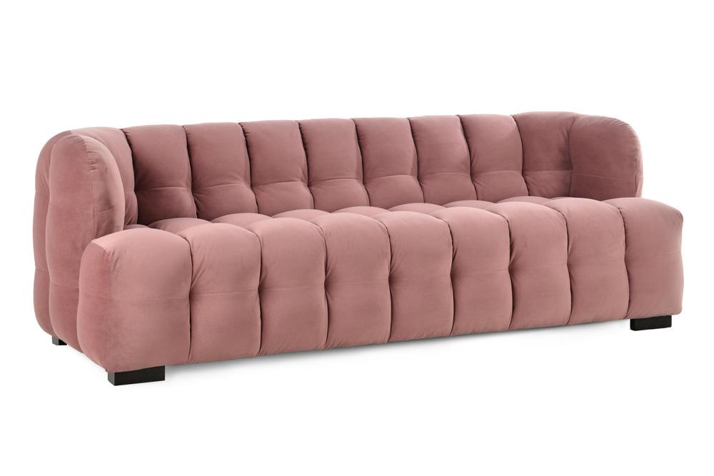 Classic Home Petra 89in Velvet Fabric Blush Tufted Sofa - Thumbnail 2