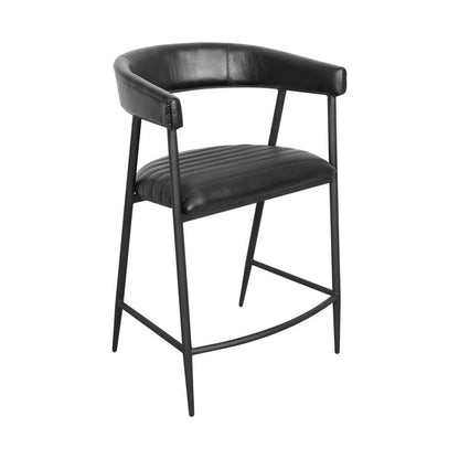 Classic Home - Preston 26in Top Grain Leather Counter Stool Chair In Jet Black - 53001986 veiw 1
