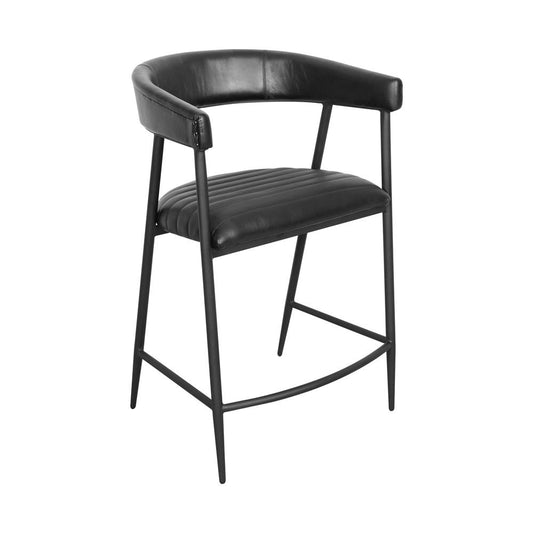 Classic Home - Preston 26in Top Grain Leather Counter Stool Chair In Jet Black - 53001986 veiw 1